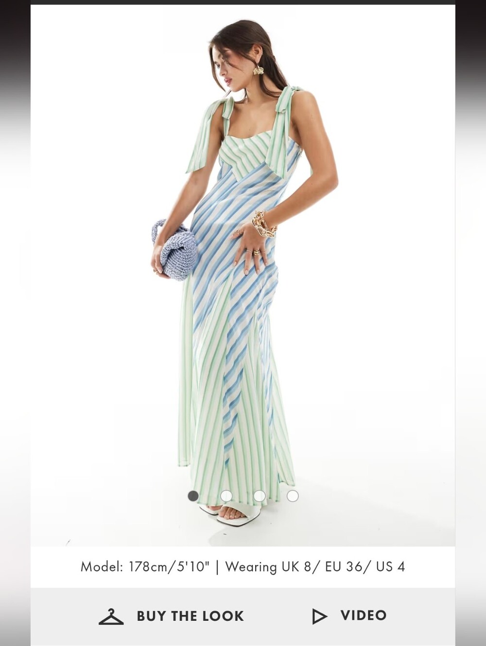 ASOS Striped Maxi Dress in Mint and Sky Blue